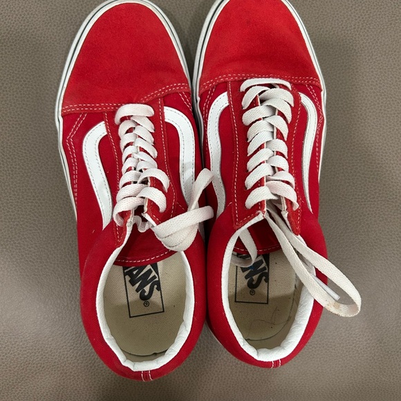 Vans Classic Red and White Lace-Up Shoes - Picture 1 of 7
